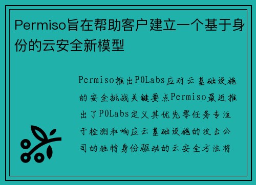 Permiso旨在帮助客户建立一个基于身份的云安全新模型 